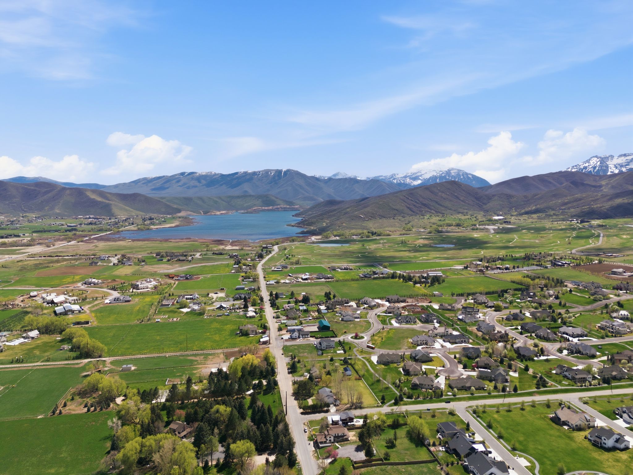 Aerial panorama of the Heber Valley with Jordanelle Reservoir in view